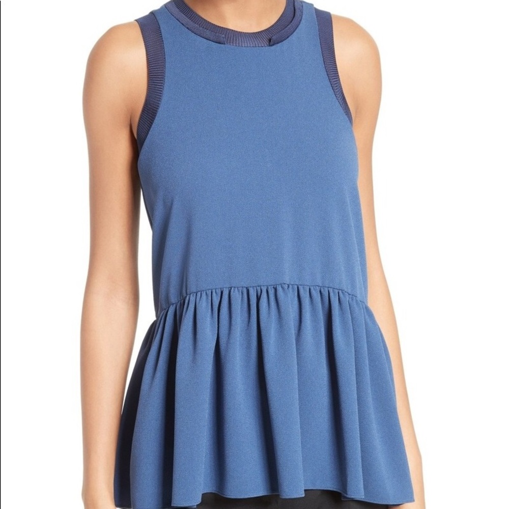 Tibi Savanna Crepe Peplum Tank